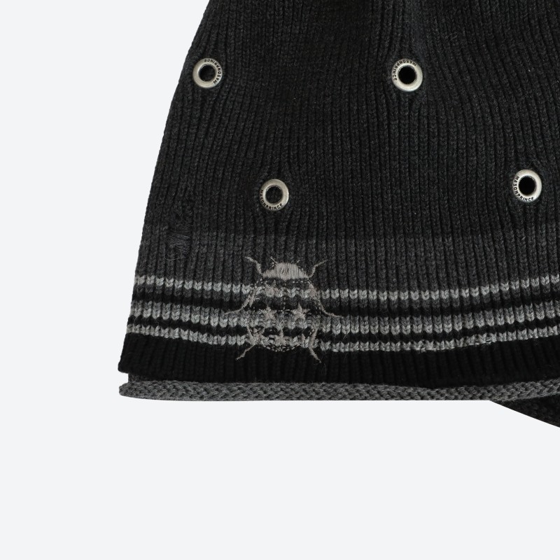 Metal Eyelet Layered Beanie